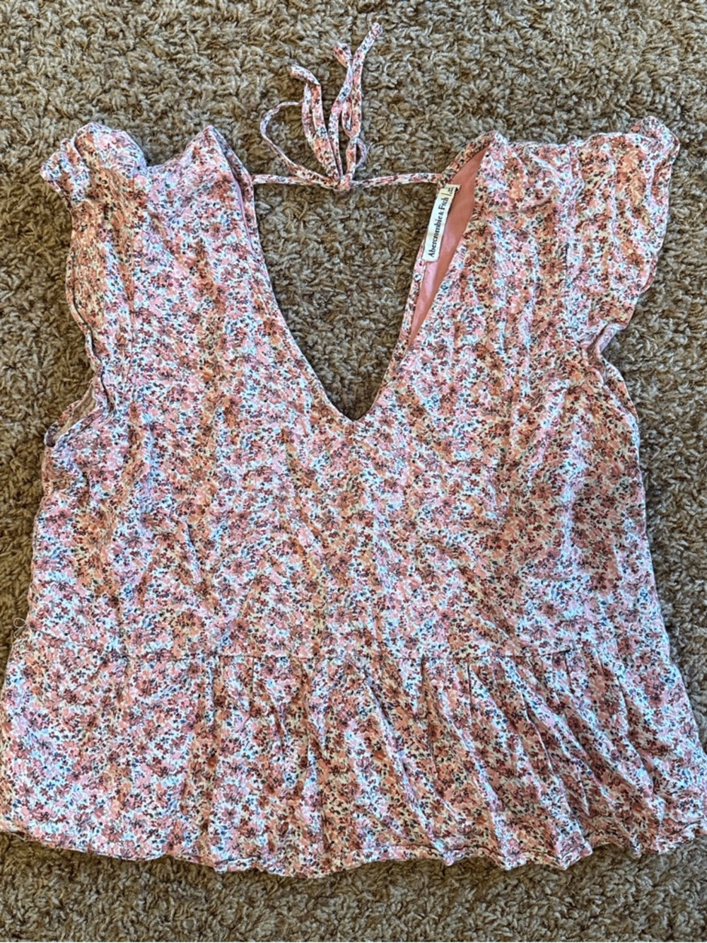 Floral Ruffle V-Neck Top - Pink Floral